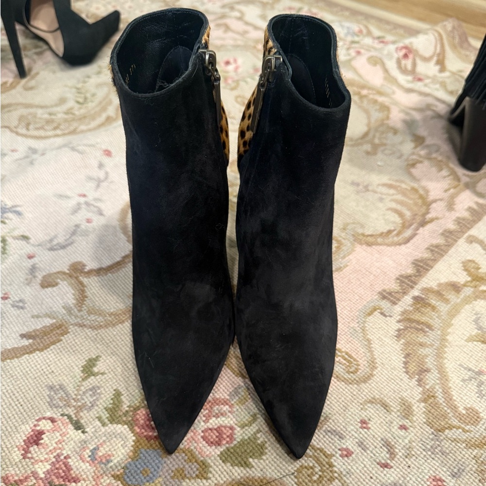 Black and Cheetah Print Boots worn once like new condition